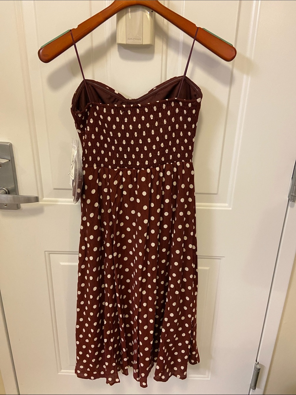 Brown Polka Dot Spaghetti Strap Dress - Picture 4 of 14